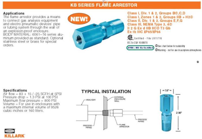 Required to have a backfire flame arrestor