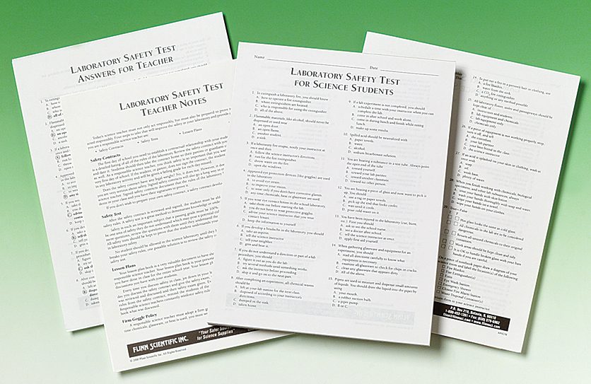 Science laboratory safety test answer key