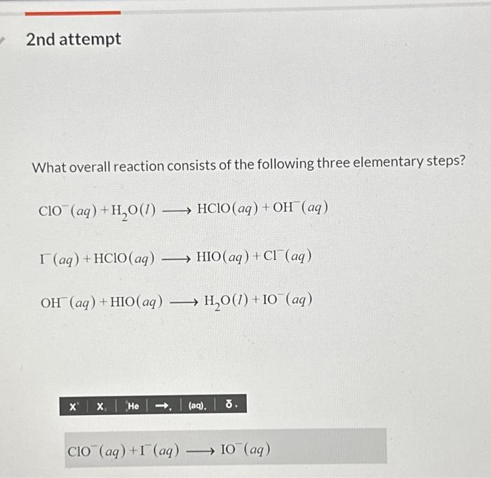 What overall reaction consists of the following three elementary steps