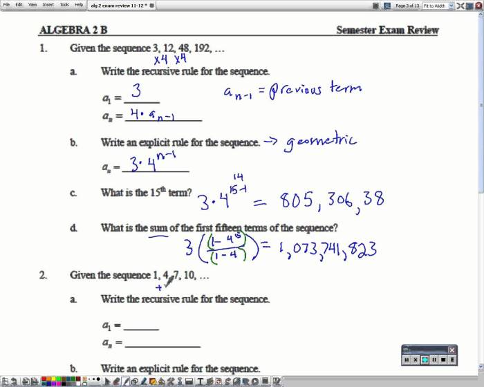 Algebra 2 semester 2 final exam answer key