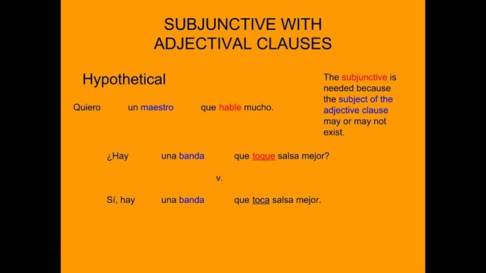 Subjunctive adjective clauses spanish practice